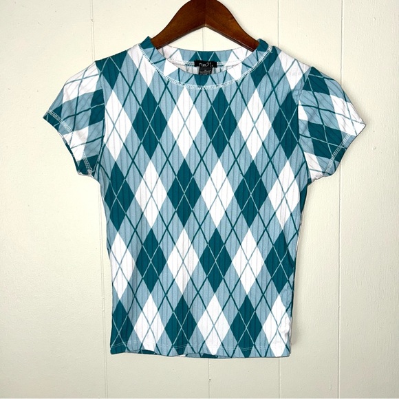Rue21 Tops - Teal Argyle‎ Pattern Women's Top